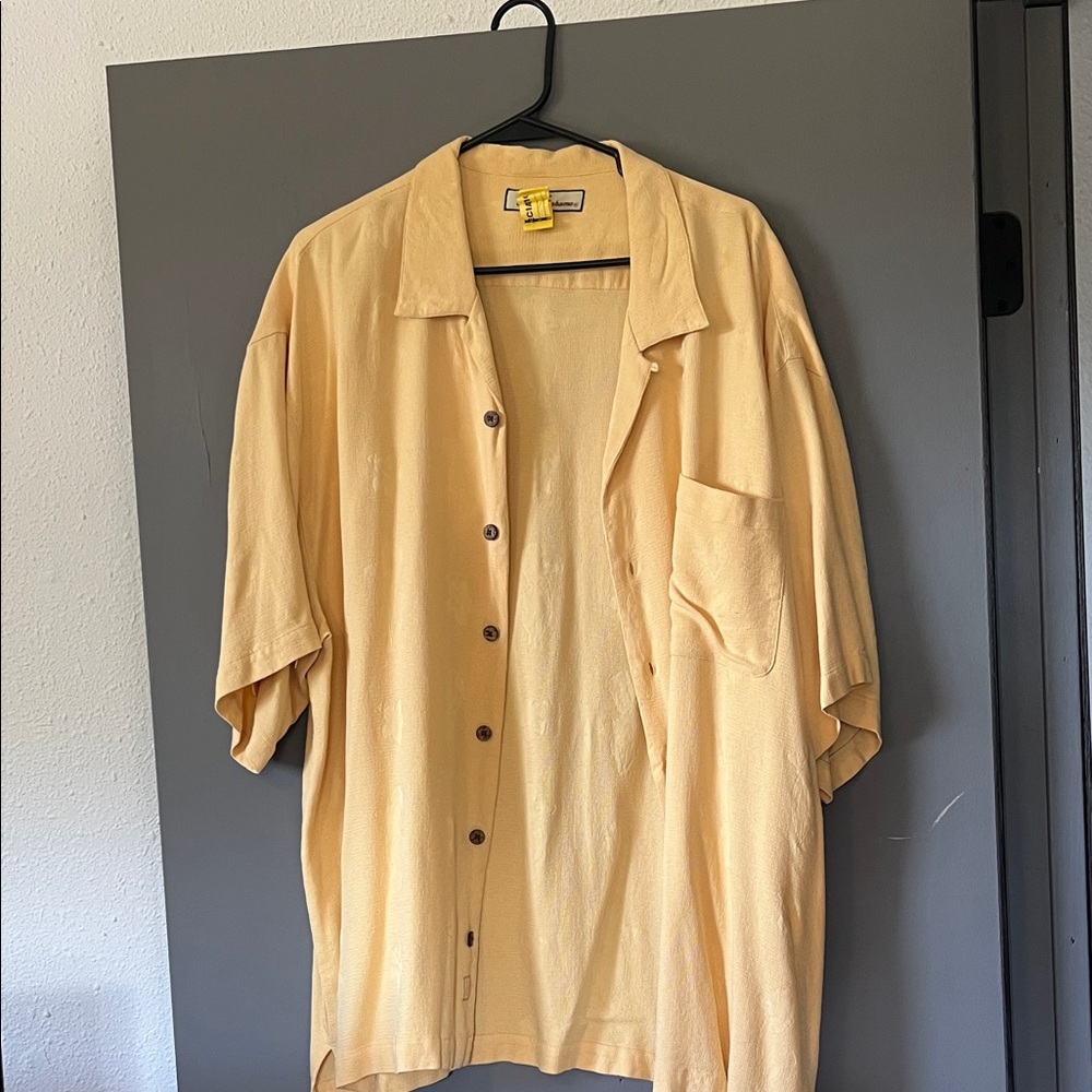 Tommy Bahama Men's Yellow Casual Button Down Shirt